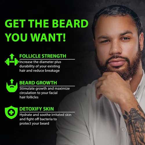 Vista 4 de Bálsamo de biotina para barba y bigote 2 veces más espesante, acondicionador vegano sin enjuague, suavizante natural, hidratante con aceite