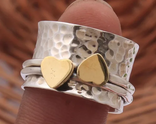Vista 101 de Boho Spinner Ring, Mothers Day Gift, Silver 925 Women Ring, Sterling Silver 925 Ring, Fidget Spinner Ring,Women Silver Anxiety Ring
