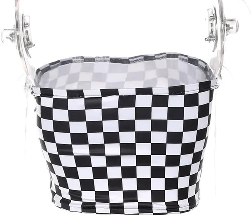 Vista 6 de Women Black and White Plaid Sexy Strapless Tube Top