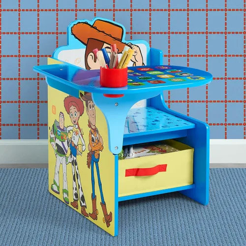 Vista 2 de Delta Children Escritorio con silla con compartimento de almacenamiento Azul