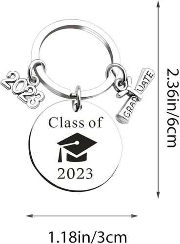 Vista 2 de LUOZZY 6 llaveros de graduación clase de 2023, llavero de graduación clase de 2023, regalos de recuerdo de graduación, plateado
