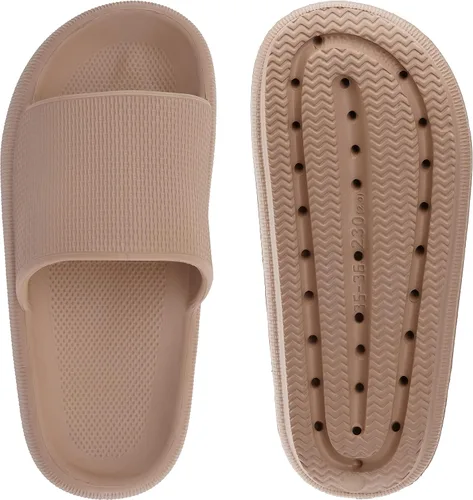 Vista 5 de WHITIN Pantuflas acolchadas para mujer antideslizantes Sandalias de baño acolchadas con suela gruesa Sandalias de baño de secado rápido