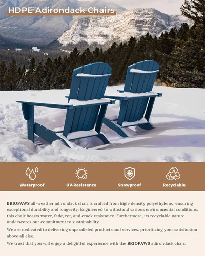 Vista 4 de BRIOPAWS Adirondack - Juego de 2 sillas para hoguera, de gran tamaño, plástico HDPE, resistente a la intemperie, para terraza, exterior, piscina