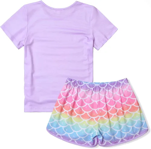 Vista 2 de CHILDRENSTAR Conjuntos de pijama para niñas y niños, pijama de verano de algodón de manga corta