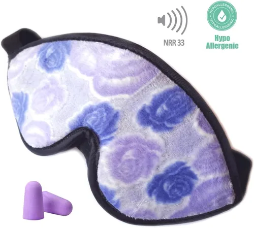 Vista 3 de Comfort Plus - Antifaz para dormir (felpa floral lila)