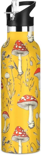 Vista 18 de Red Mushrooms Termitomyces Albuminosus Purple Double Wall Vacuum Insulated Bottles Water Bottles With Straws Leak-proof BPA-Free Leak Proof for Gym