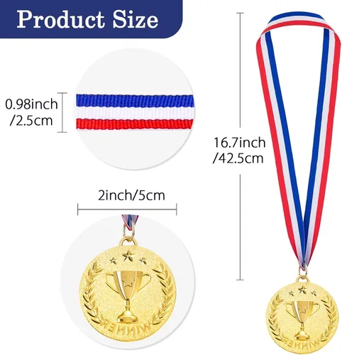 Vista 2 de Caydo 12/24 Pieces Gold Award Medals Metal Winner Medals for Award for Adults for Competitions, Sports Events, Party, 2 Inch