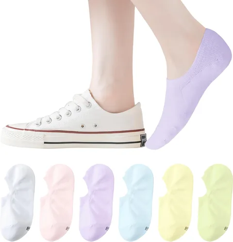 Vista 11 de Calcetines invisibles de algodón para mujer, de corte bajo, planos, 12
