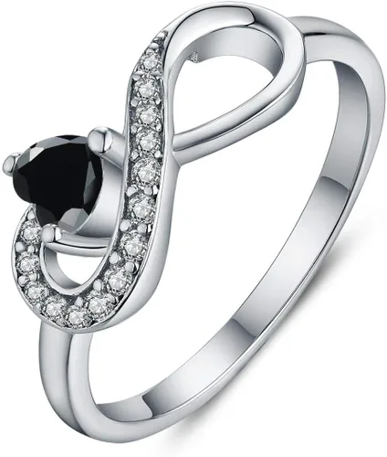 Vista 25 de Anillo Jo Wisdomo de compromiso. de plata esterlina, con corazón e infinito, anillo de amistad, para ella