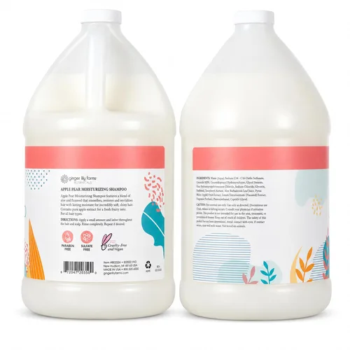 Vista 2 de Ginger Lily Farms Botanicals Champú hidratante para todo tipo de cabello, 100% vegano y libre de crueldad, aroma a pera de manzana, repuesto de 1