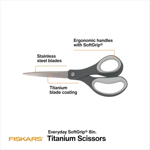 Vista 2 de Fiskars Tijeras de titanio Softgrip para uso diario (8 pulgadas), 2
