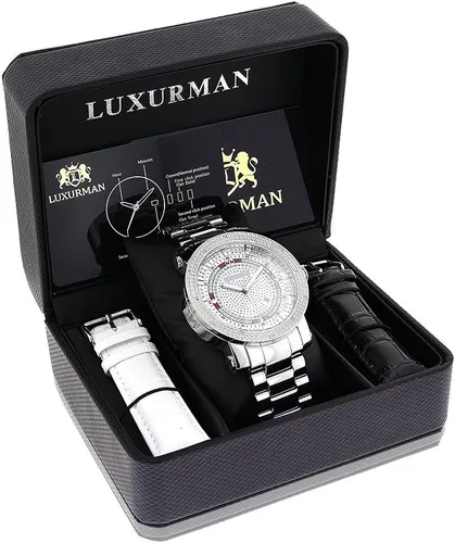 Vista 4 de LUXURMAN Reloj de diamantes para hombre 0.12ctw de diamantes, ACERO, Moderno