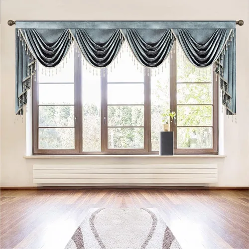 Vista 58 de VOGOL Cenefa de cortinas de terciopelo grueso para dormitorio, cenefas de cascada de lujo con aislamiento térmico dorado para sala de estar formal