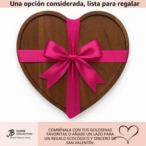 Vista 4 de JB Home Collection, Bandeja romántica de madera de acacia con forma de corazón, bandeja para servir aperitivos, pasteles, frutas, frutos secos