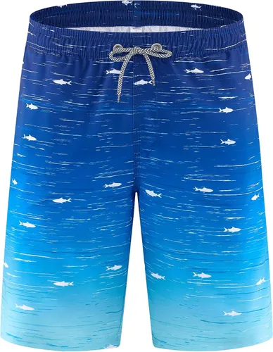 Vista 43 de APTRO Traje de baño para hombre, traje de baño de secado rápido de 9 pulgadas, trajes de baño de playa grandes y altos #15 Gris degradado
