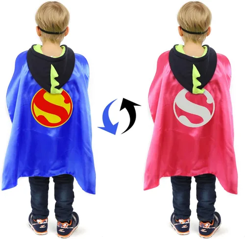 Vista 2 de EARLOW Superhero Capes and Masks Double Side Capes Superhero Dress up Costumes Halloween Kids Best Gifts