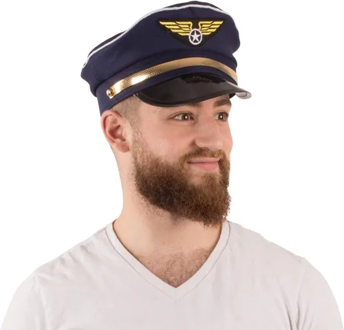 Vista 5 de Tigerdoe Sombrero de piloto Paquete de 2 Sombreros de piloto Disfraz de piloto y asistente de vuelo Disfraces para parejas