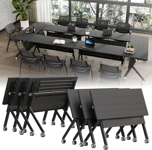 Vista 28 de Folding Conference Table with Wheels, Modular Foldable Conference Room Training Tables for Training Rooms, Flip Top Mobile Rolling Meeting Seminar