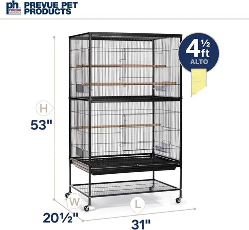 Vista 7 de Prevue Productos para mascotas Jaula de hierro forjado con soporte F040 Jaula para pájaros negra, 31 pulgadas por 20 1/2 pulgadas por 53 pulgadas