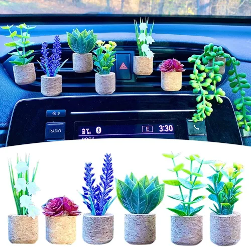Vista 4 de Katutude Ambientador de coche Clips de ventilación 3D Plantas artificiales Forma Clips de ventilación de coche Difusor de aroma Clips de perfume