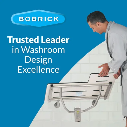 Vista 10 de Bobrick - Asiento de ducha plegable reversible, color blanco/acero inoxidable