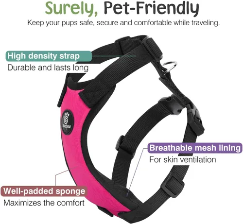 Vista 70 de VavoPaw Cinturón de Seguridad para Perros, Chaleco de Seguridad Arnés para Perros para Automóvil con Hebilla Ajustable Cinturón de Seguridad