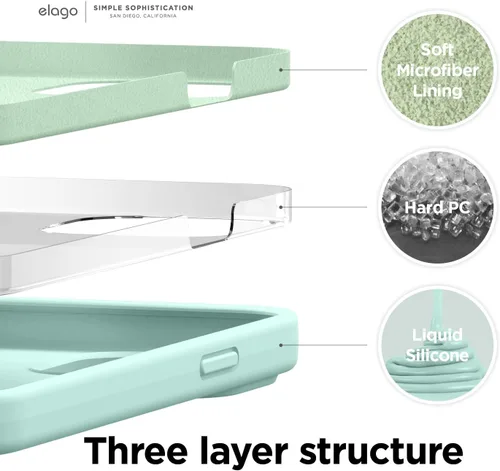 Vista 4 de elago - Carcasa de silicona líquida prémium para iPhone 13 Full Body Screen Camera Protective Cover, Shockproof, Slim Phone Case, Anti-Scratch