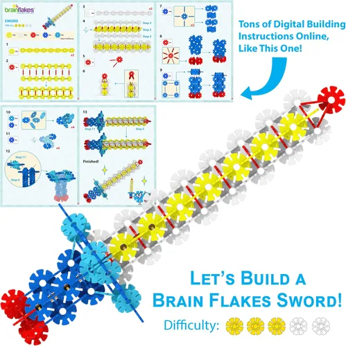 Vista 8 de Brain Flakes Kit de construcción y construcción de 2500 piezas, una alternativa creativa y educativa a los bloques de construcción, piezas de ruedas