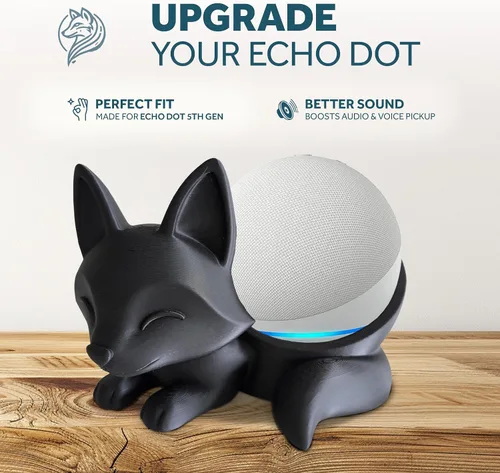Vista 2 de Sleeping Fox Stand – 3D Printed Echo Dot Stand & Alexa Stand, Decorative Smart Speaker Alexa Holder in Eco-Friendly PLA, Anti-Slip Base, Compatible