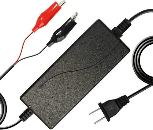 Vista 8 de ExpertPower Cargador inteligente de 12 V 1 A para baterías recargables de ciclo profundo LiFePO4 de litio DC 5521 macho y pinzas de cocodrilo