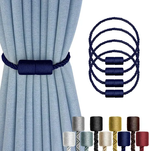 Vista 16 de Paquete de 2 alzapaños magnéticos fuertes para cortinas para exteriores, alzapaños decorativos modernos, hechos a mano, sujetadores decorativos