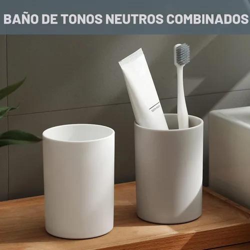 Vista 6 de Vaso de baño de 10.5 oz reutilizable irrompible para cepillo de dientes de 10.1 fl oz – Enjuague bucal de plástico fácil de limpiar soporte