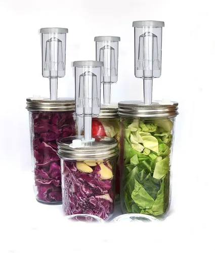 Vista 5 de 4 Set Fermentation Kit for Wide Mouth Jars,4Pack Glass Weight+ 4 Stainless Steel Fermenting Lids with 4 Airlocks(Jars Not Included)
