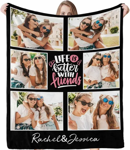 Vista 21 de InterestPrint Regalos para hermanas de hermana manta con collage de fotos, mantas de fotos personalizadas para hermanas, mejores amigas, mujeres