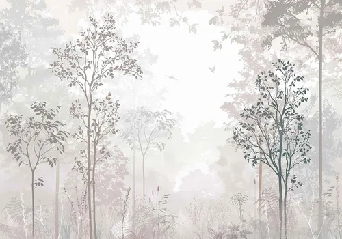 Vista 3 de Jdayda Mural de papel pintado Bosque brumoso, tamaño grande