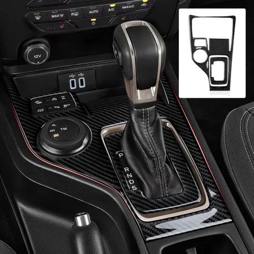 Vista 19 de Cubierta de Panel de Control Central de Fibra de Carbono para Tablero de Coche para Ford Ranger 2019 2020 2021 2022 2023 XLT Lariat XL Accesorios