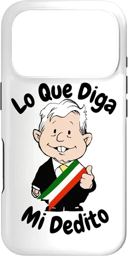 Vista 30 de Funda para iPhone 16 Lo Que Diga Mi Dedito Divertida Caricatura AMLO Amlito México 4T
