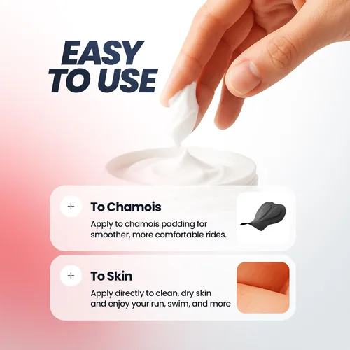 Vista 5 de Crema de gamuza para ciclismo, correr y actividades al aire libre, antirozaduras para entrenamientos largos, crema para rozaduras para mujeres