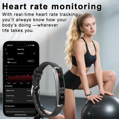 Vista 4 de Efolen Pulsera inteligente para mujeres, rastreador de fitness ultraligero con monitor de frecuencia cardíaca/oxígeno en sangre/sueño/podómetro