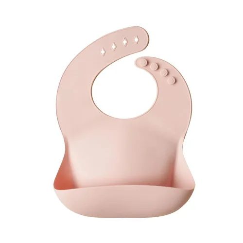 Vista 130 de Mushie - Babero de silicona para bebé, ajustable y resistente al agua (abejas) De 4 a 24 meses, lavable a máquina, correa ajustable