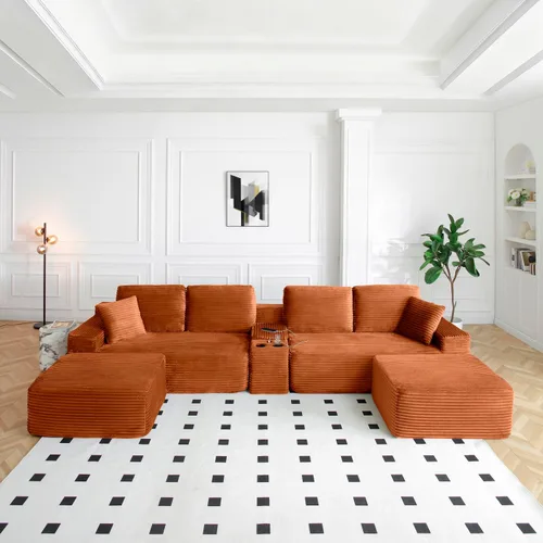 Vista 38 de Sofá seccional Cloud de 108 pulgadas, sofá seccional modular moderno con asiento profundo, sofás de pana sin estructura con chaise en forma de L