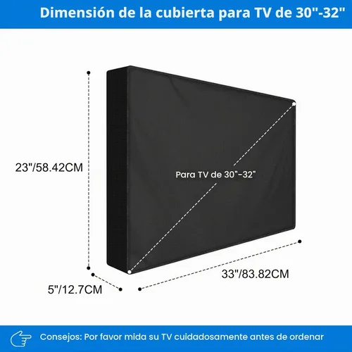 Vista 2 de Funda de TV para exteriores de 30 a 32 pulgadas, resistente a la intemperie, 600D, impermeable, protección completa, para TV de pantalla plana