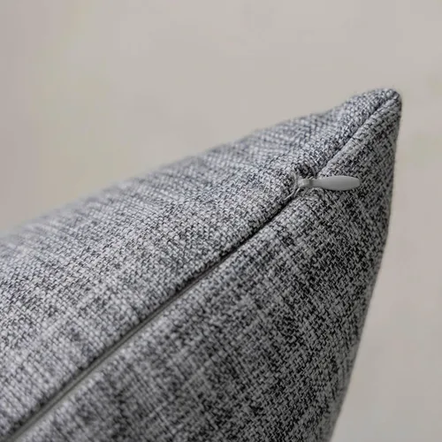 Vista 2 de Fundas de almohada decorativas Demetex grises 18x18, fundas de almohada cuadradas de lino para sofá, fundas de almohada estilo granja para cama