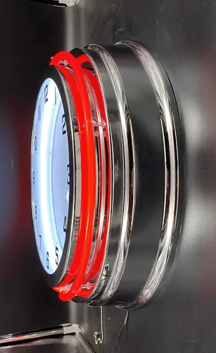 Vista 2 de 19" Ford Mustang Desde 1964 Signo Rojo Doble Neón Reloj Shelby Roush Saleen