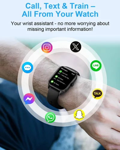 Vista 2 de Reloj inteligente para hombres y mujeres, rastreador de fitness HD de 1.85 pulgadas (respuesta/hacer llamadas/mensajes), más de 130 modos deportivos