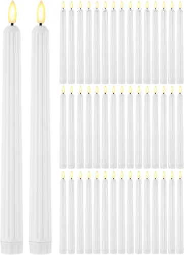 Vista 20 de Funtery 48 velas LED sin llama, marfil, 8 pulgadas, estilo compacto