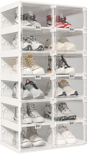 Vista 6 de ANTBOX Zapatero plegable, organizador de zapatos para armario, caja de almacenamiento de zapatos de plástico que ahorra espacio para la entrada