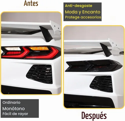 Vista 2 de Cubierta de luces traseras de automóvil compatible con Corvette C8 Stingray Z06 E-Ray 2020-2023 2024 2025, cubierta de lámpara trasera ahumada