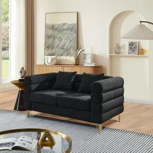 Vista 18 de mikibama Juego de sofá Teddy de lujo para sala de estar, muebles de decoración moderna, sofá seccional, sofá de 3 plazas y loveseat con 5 almohadas