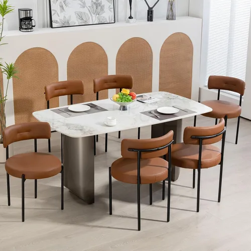 Vista 10 de Juego de 2 sillas de comedor de piel sintética sin brazos con patas negras Negro